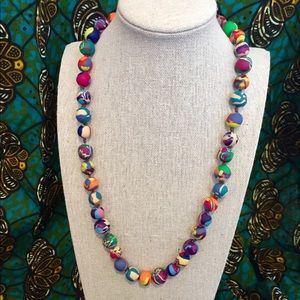 Pastel Neon Rainbow Handmade Clay Beaded Necklace